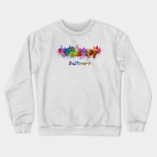 Baltimore skyline in watercolor Crewneck Sweatshirt